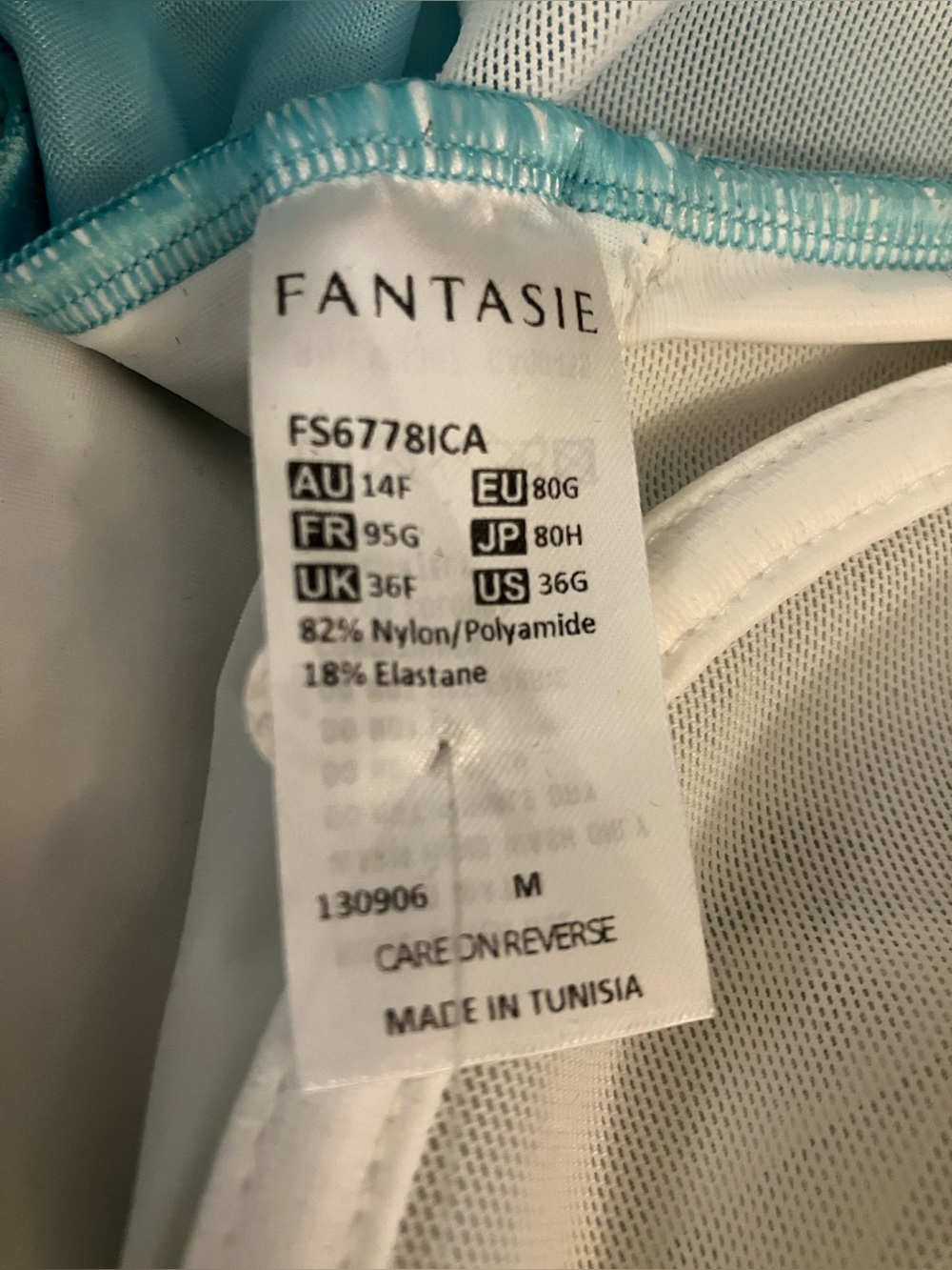 Fantasie Manila Icy Aqua Underwire Plunge One Piece Swimsuit 36G - Picture 3 of 8